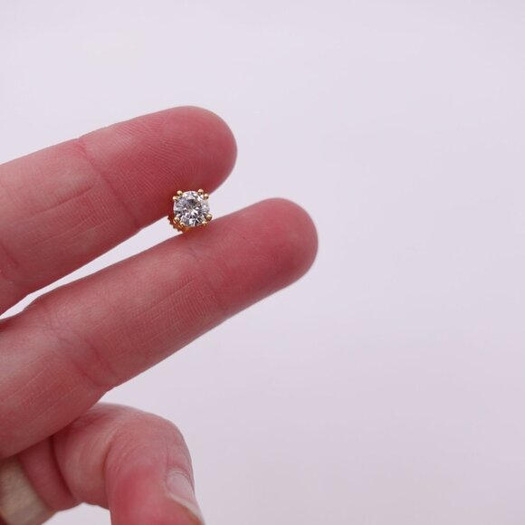 JTV Moissanite 14k Yellow Gold Over Sterling Silver Stud Earrings 1.00ctw DEW - Picture 4 of 7
